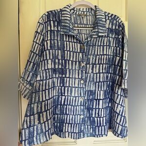 new HABITAT womens XL Linen Blend SWING SHIRT triple Button Back Detail 43430